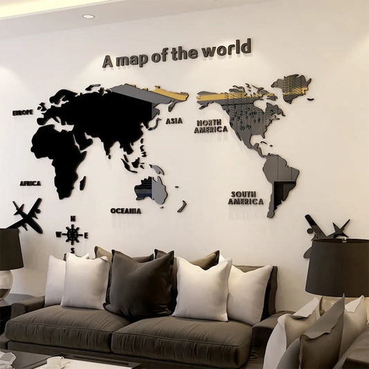 3D World Map Wall Art